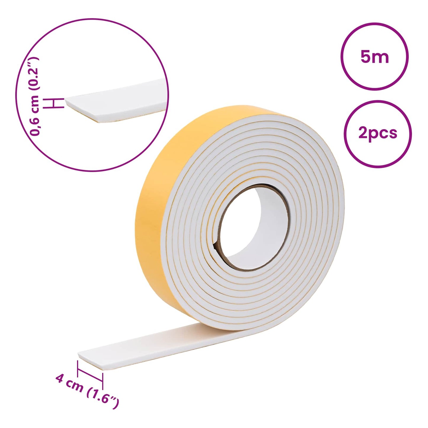 Öntapadó habszalag 2 pcs Fehér 40mm x 5m CR Hab