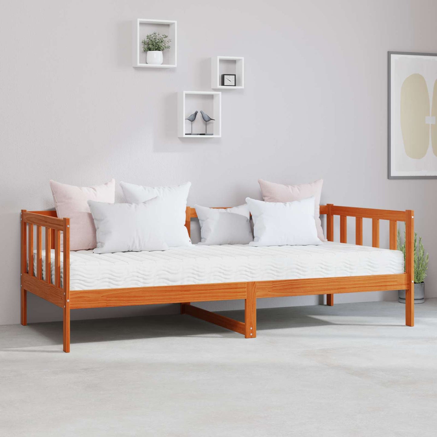 Nappali ágy matracmal Wax Barna és Fehér 90 x 200 cm