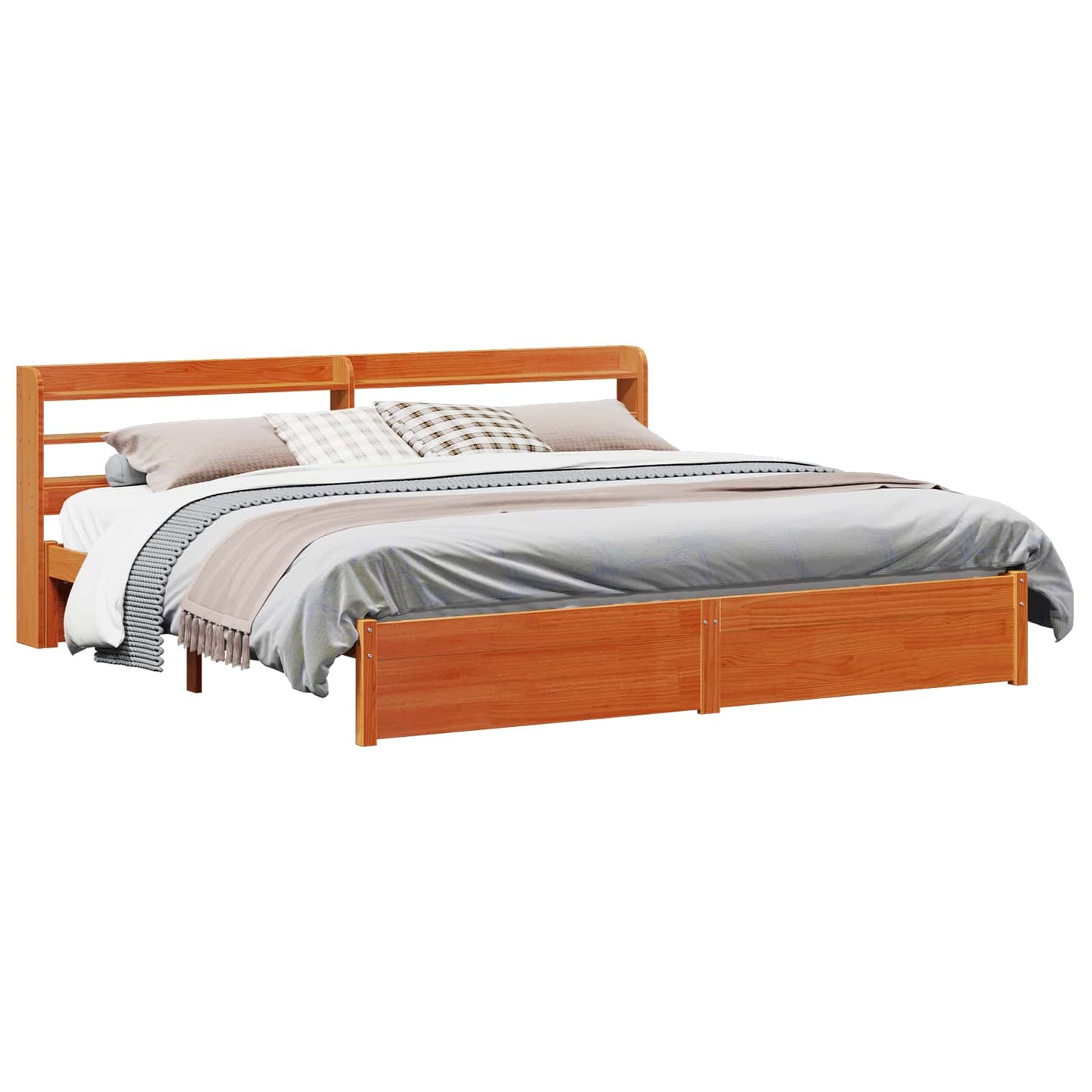 Ágykeret fejtámlával tárolóval 2 pcs Faggyú barna Tömör fenyőfa