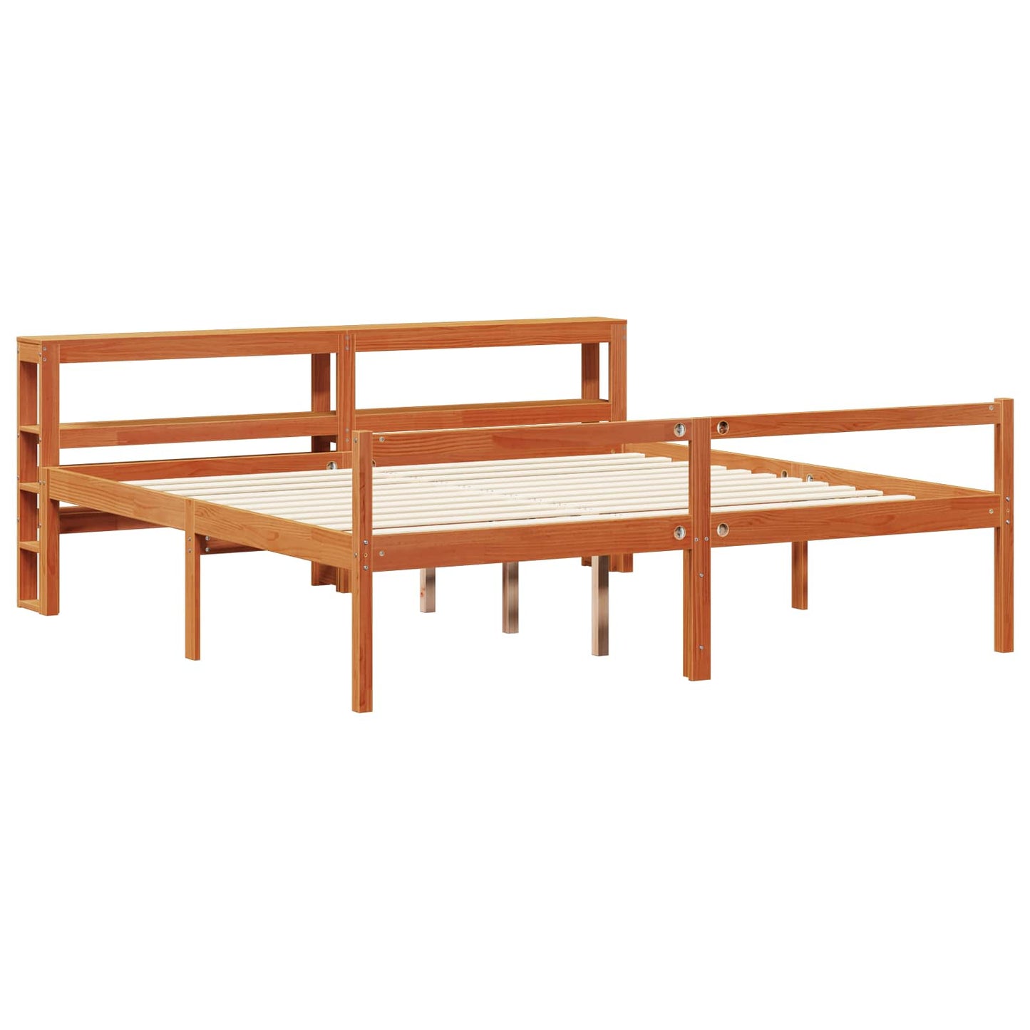 Ágykeret fejtámlával tárolóval 2 pcs Faggyú barna Tömör fenyőfa