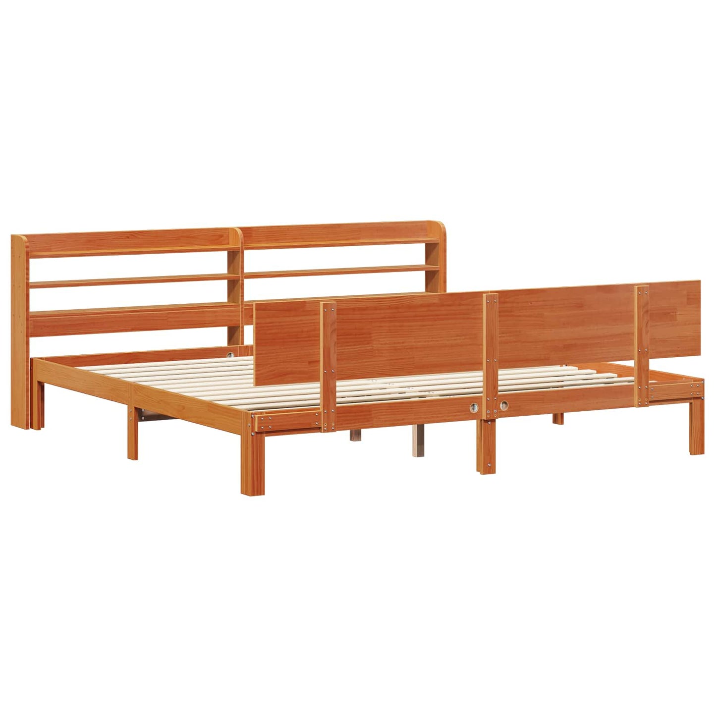 Ágykeret fejtámlával tárolóval 2 pcs Faggyú barna Tömör fenyőfa