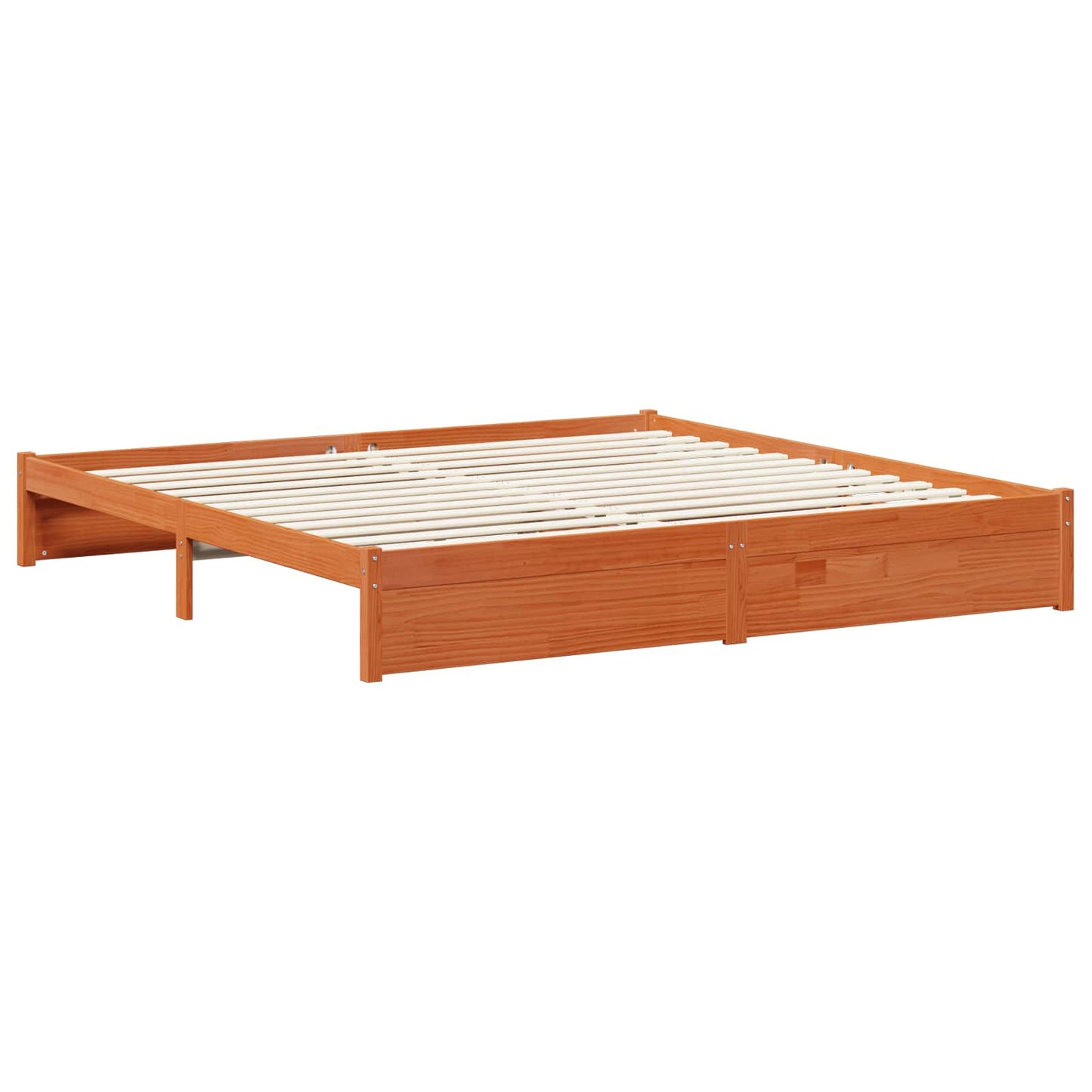 Ágykeret fiókkal Faggyú barna 200 x 200 cm Tömör fenyőfa