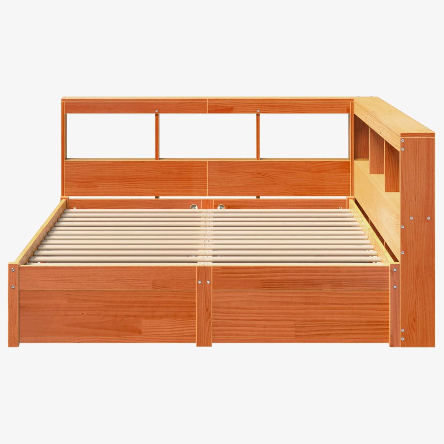Könyvespolcos Ágy 2 pcs Faggyú barna 200 x 150 cm Tömör fenyőfa