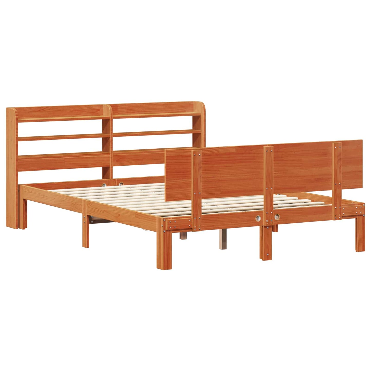 Ágykeret fejtámlával tárolóval 2 pcs Faggyú barna Tömör fenyőfa