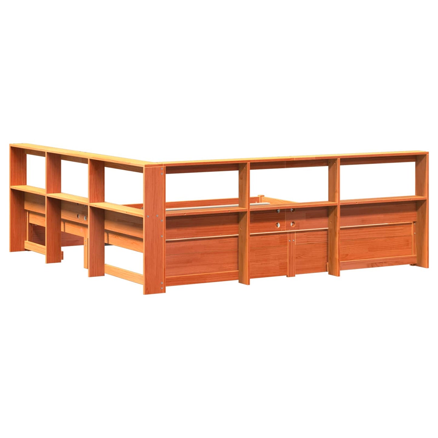 Könyvespolcos Ágy 2 pcs Faggyú barna 200 x 200 cm Tömör fenyőfa