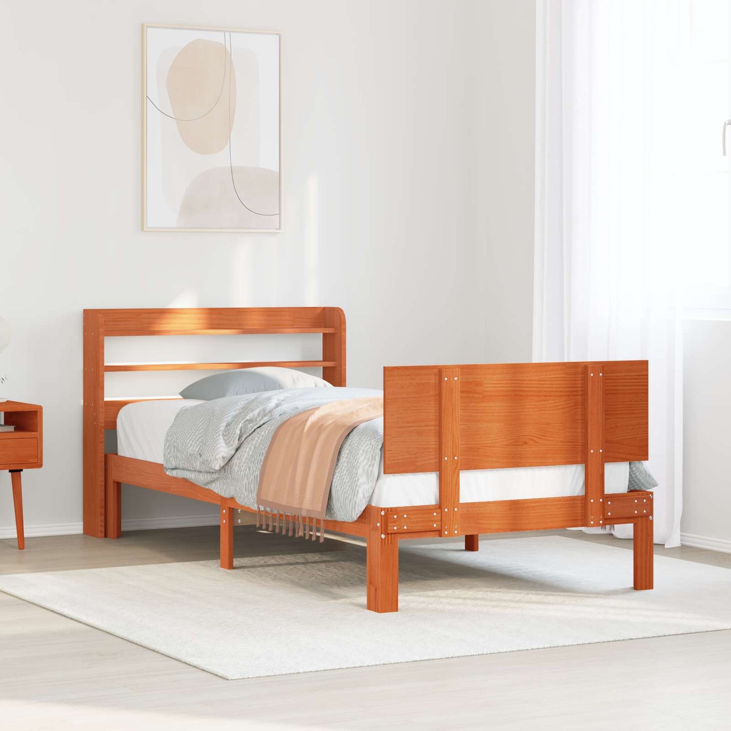 Ágykeret fejtámlával tárolóval 2 pcs Faggyú barna Tömör fenyőfa