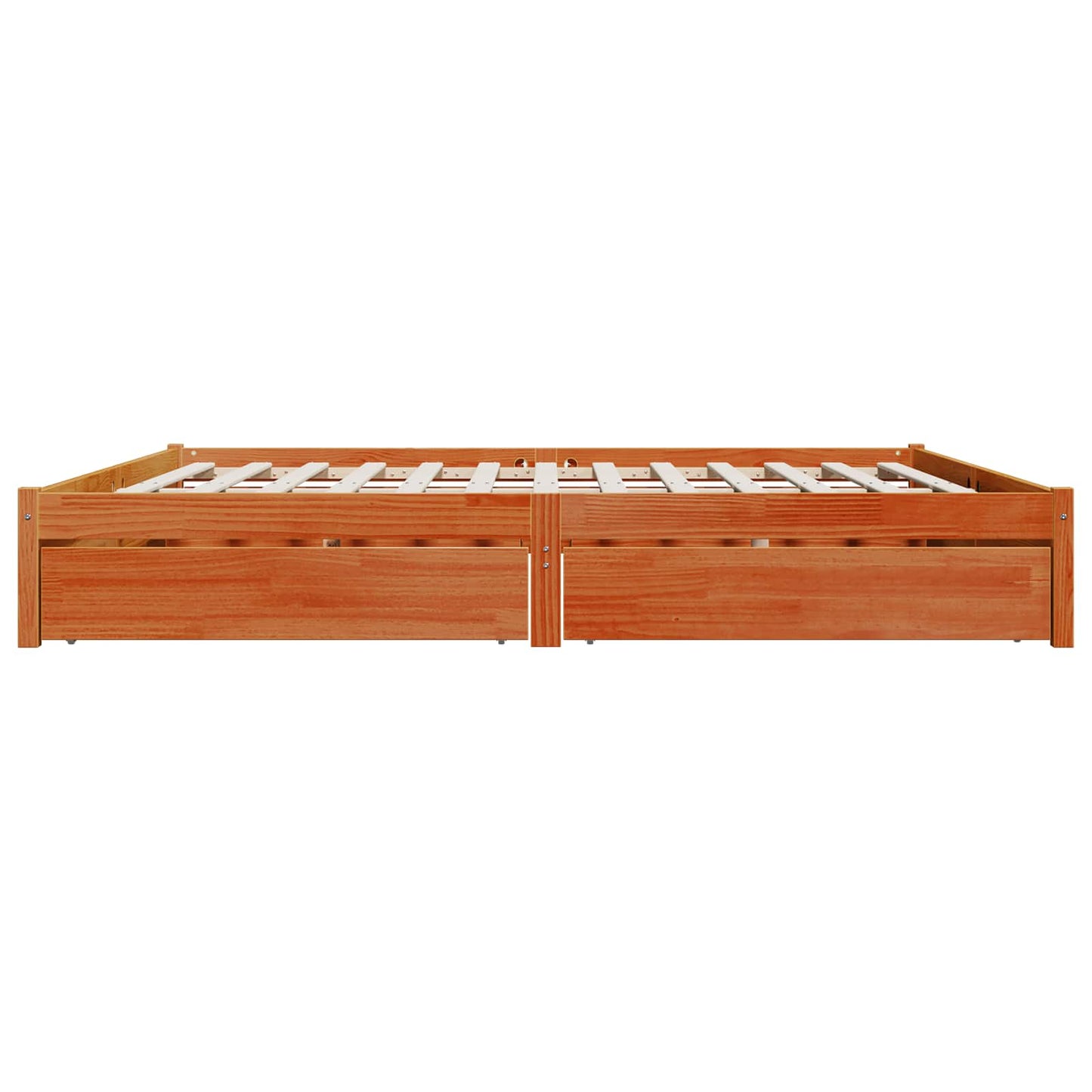 Ágykeret fiókkal Faggyú barna 200 x 200 cm Tömör fenyőfa
