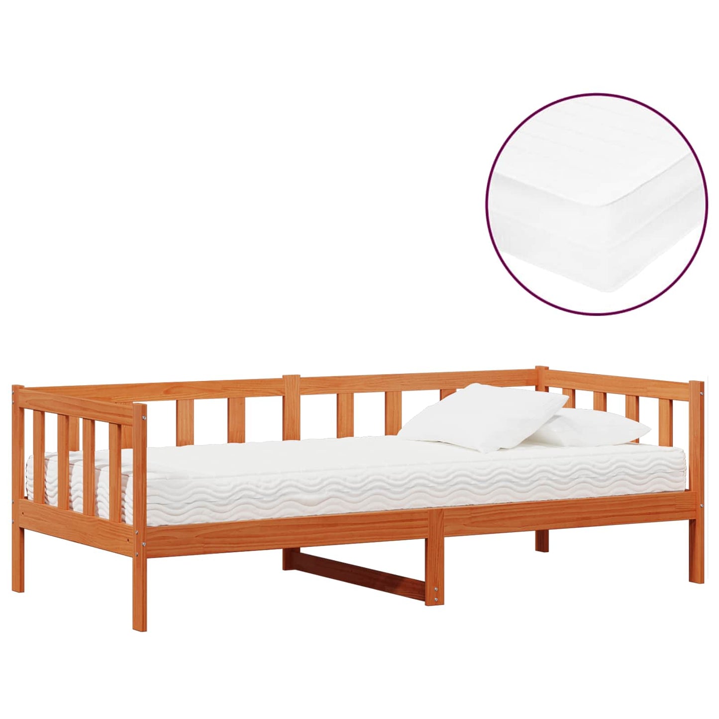 Nappali ágy matracmal Wax Barna és Fehér 90 x 200 cm
