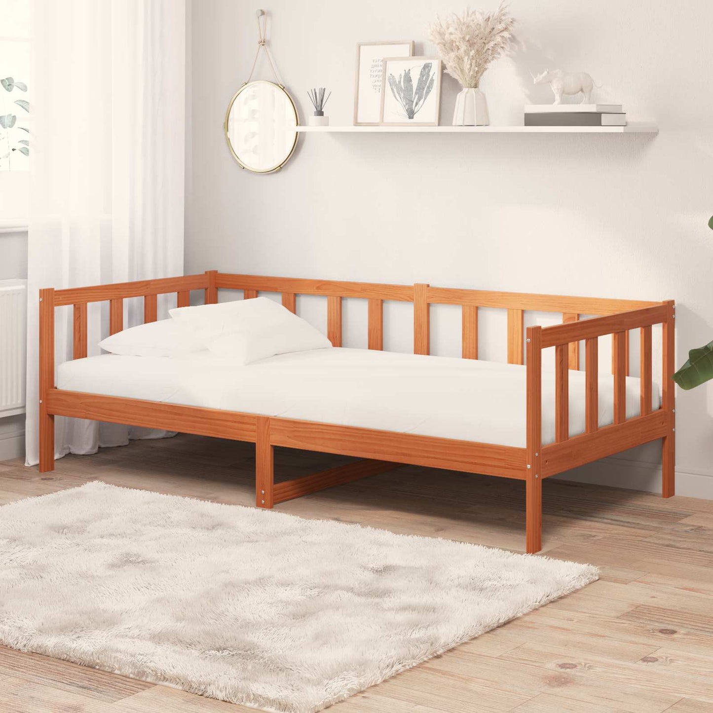 Nappali ágy matracmal Wax Barna és Fehér 90 x 200 cm