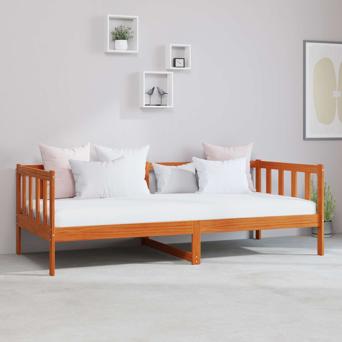 Nappali ágy matracmal Wax Barna és Fehér 90 x 200 cm