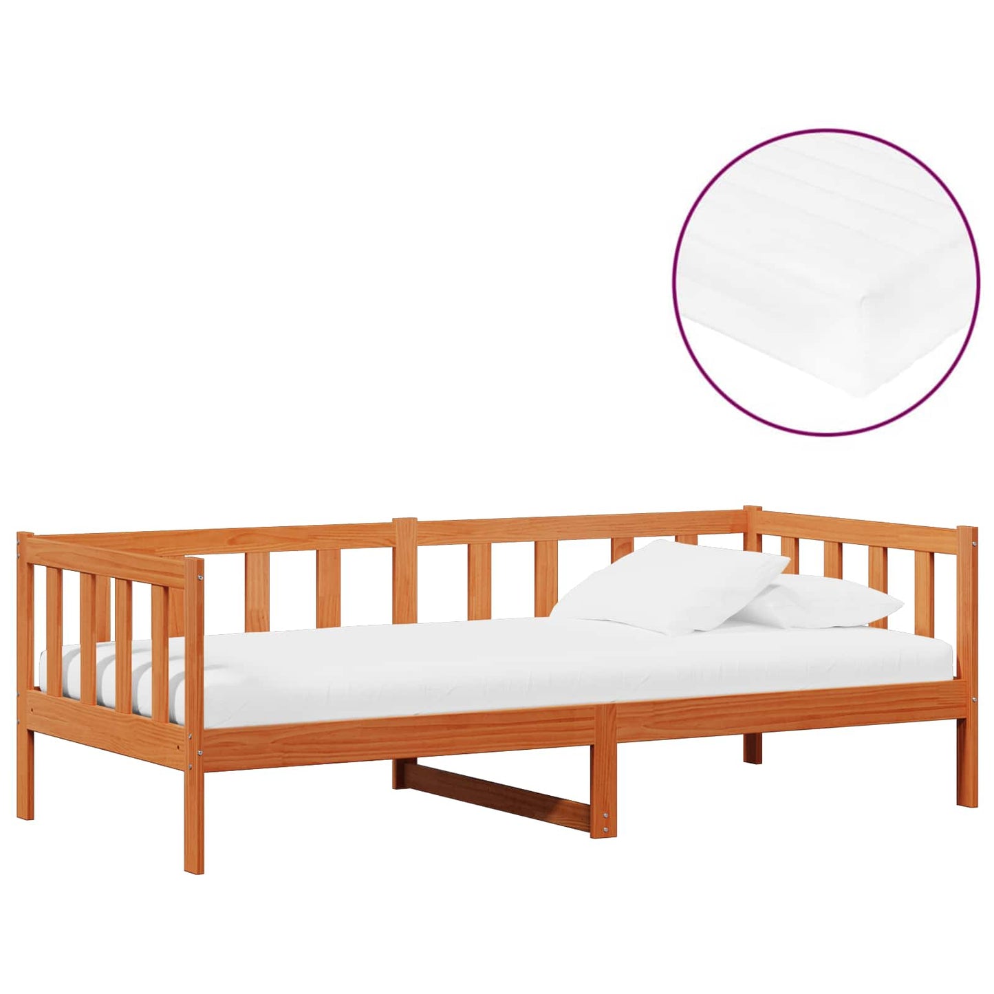 Nappali ágy matracmal Wax Barna és Fehér 90 x 200 cm