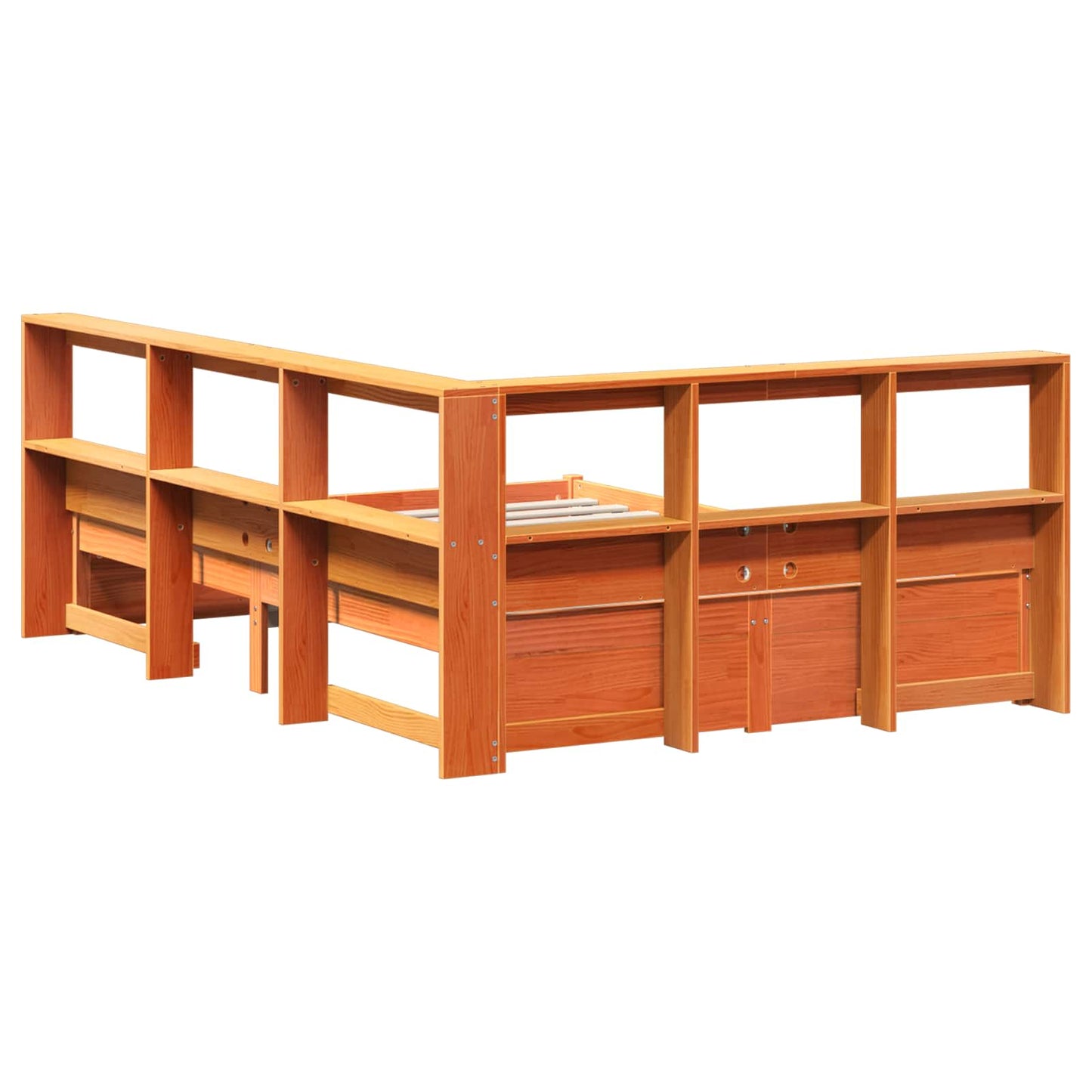 Könyvespolcos Ágy 2 pcs Faggyú barna 200 x 140 cm Tömör fenyőfa