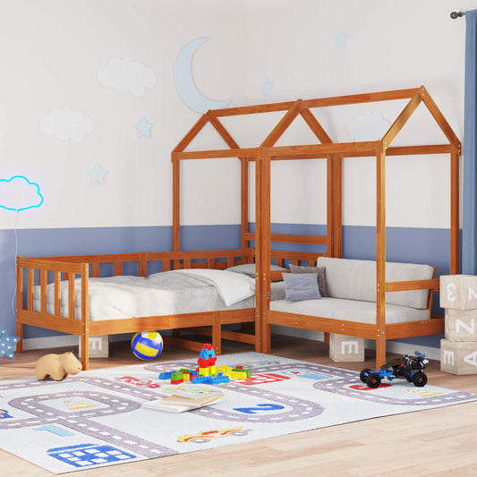 Nappali Ágy Szett 3 pcs Viaszbarna Tömör fenyő