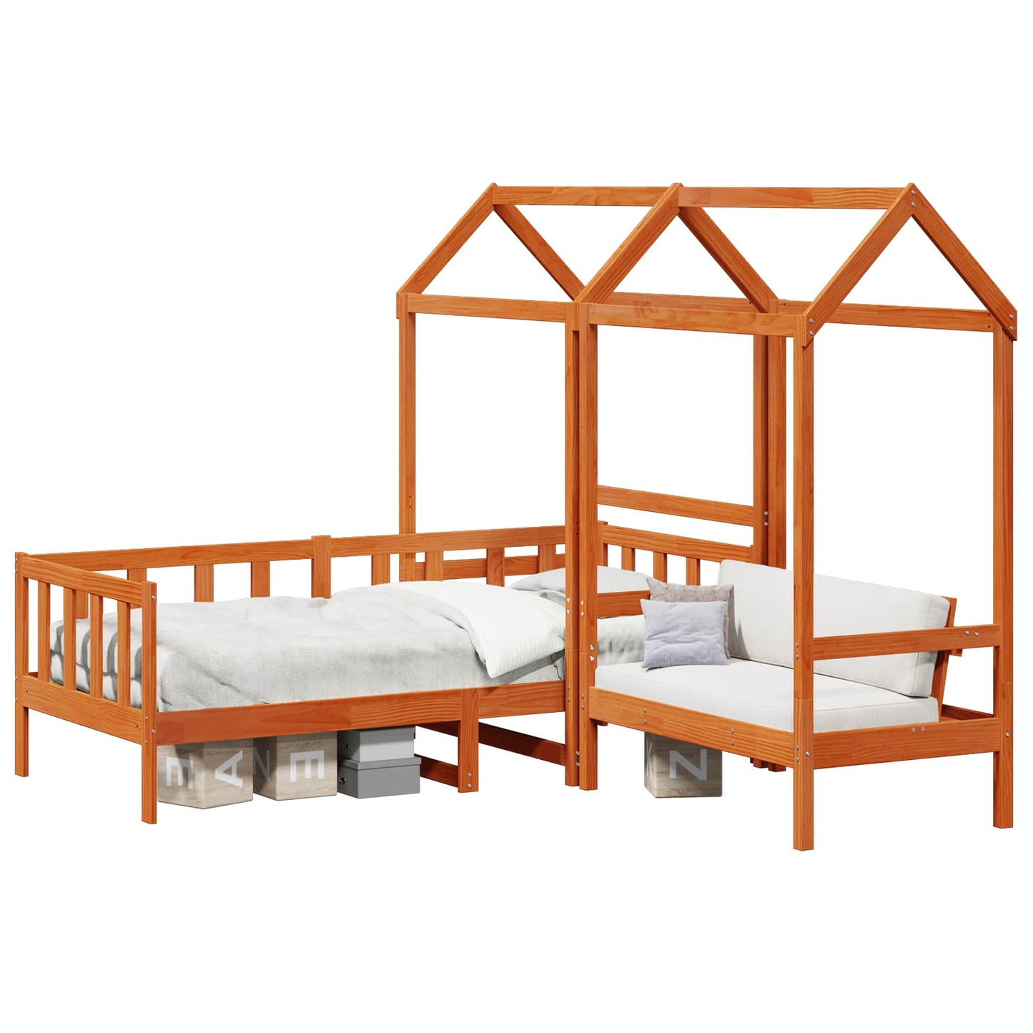 Nappali Ágy Szett 3 pcs Viaszbarna Tömör fenyő