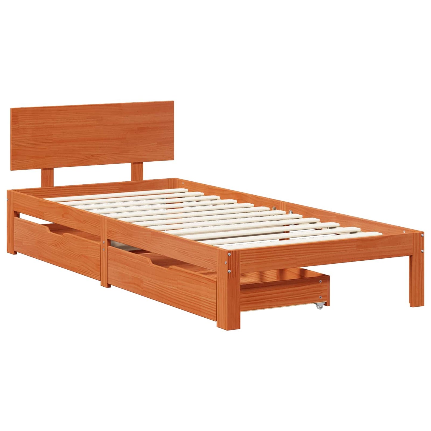Ágykeret fejtámlával Faggyú barna 70 x 190 cm Tömör fenyőfa