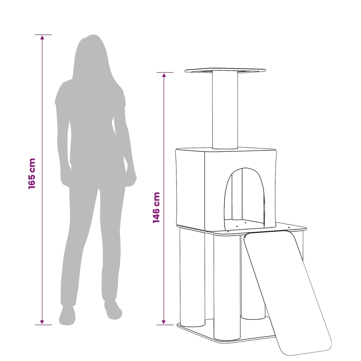 Macskafa kapálózó rudakkal Világosszürke 146 cm