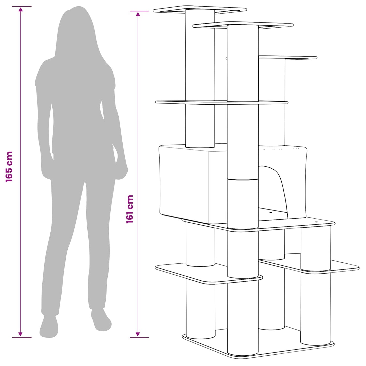 Macskafa kapálózó rudakkal Sötétszürke 161 cm