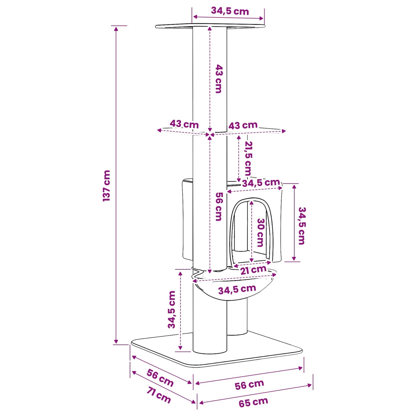 Macskafa kapálózó rudakkal Sötétszürke 137 cm