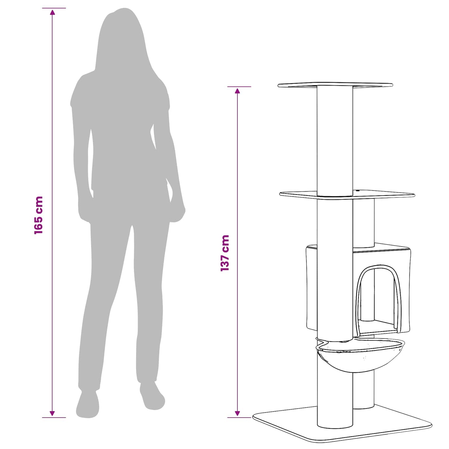 Macskafa kapálózó rudakkal Krémszínű 137 cm Mérnöki fa és plüss