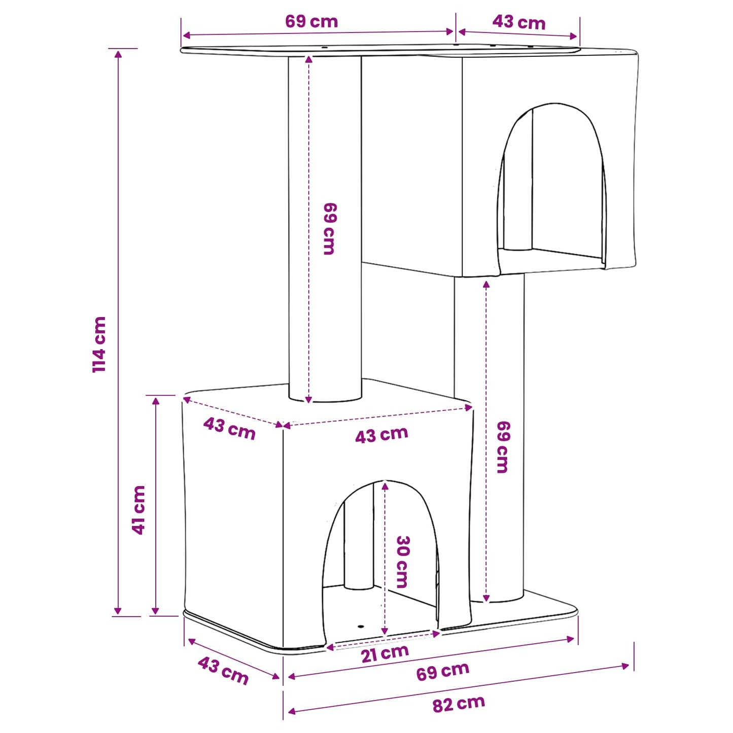 Macskafa kapálózó rudakkal Világosszürke 114 cm