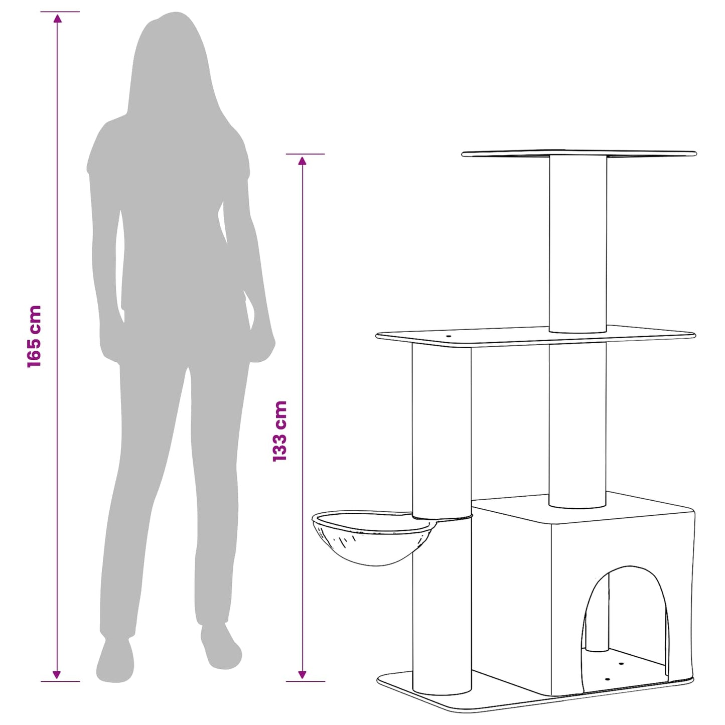 Macskafa kapálózó rudakkal Világosszürke 133 cm