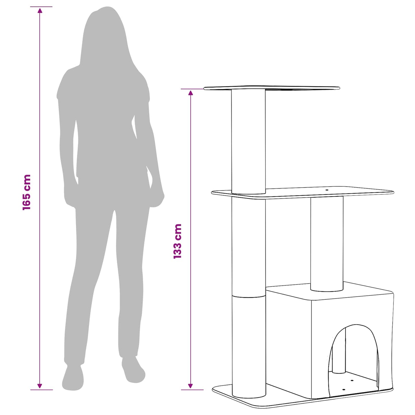 Macskafa kapálózó rudakkal Világosszürke 133 cm
