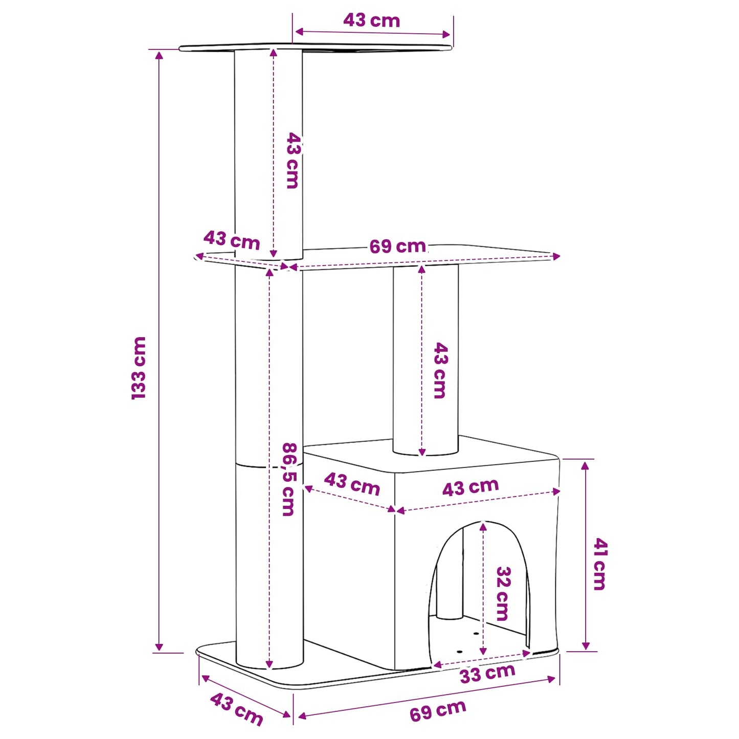 Macskafa kapálózó rudakkal Krémszínű 133 cm Mérnöki fa és plüss