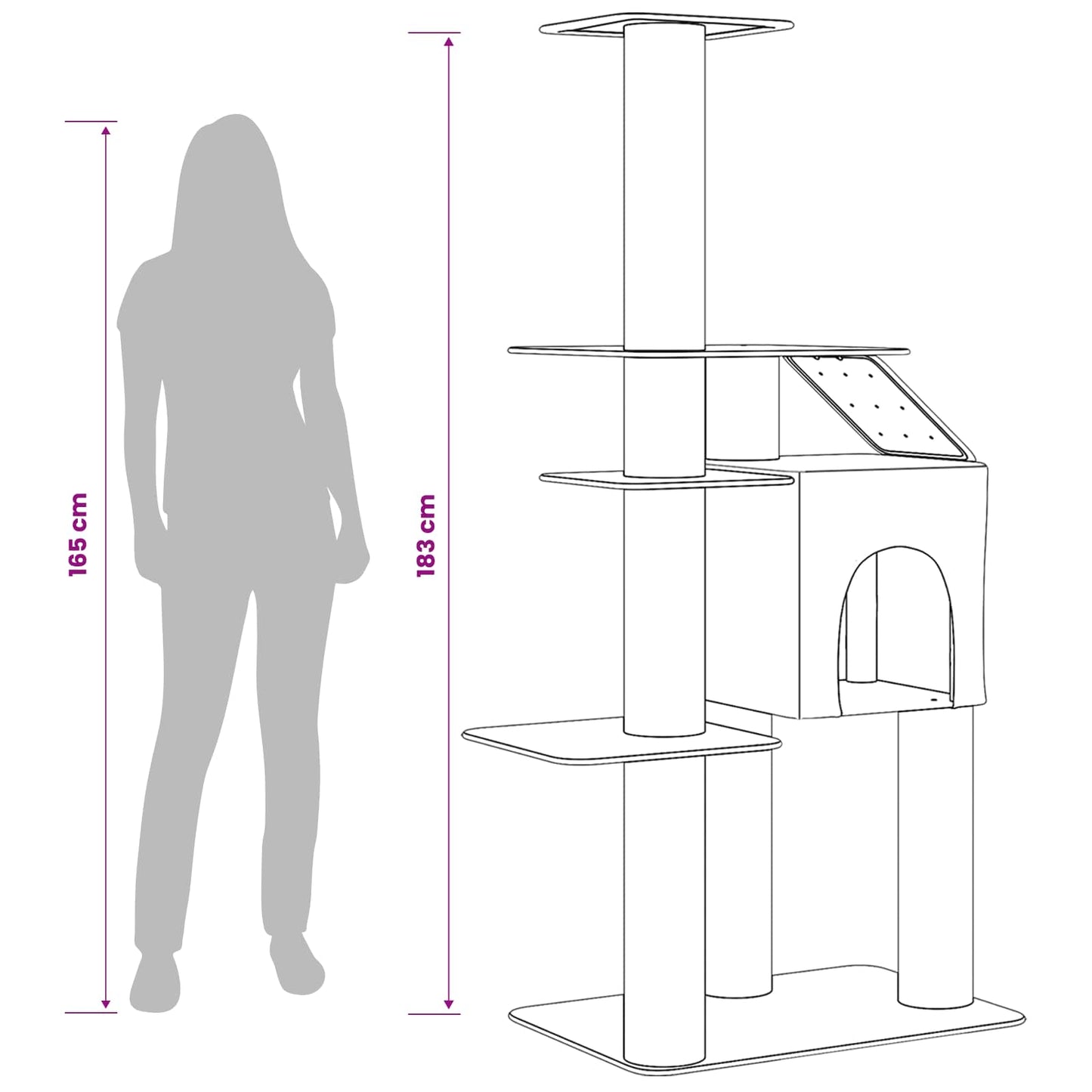 Macskafa kapálózó rudakkal Sötétszürke 183 cm