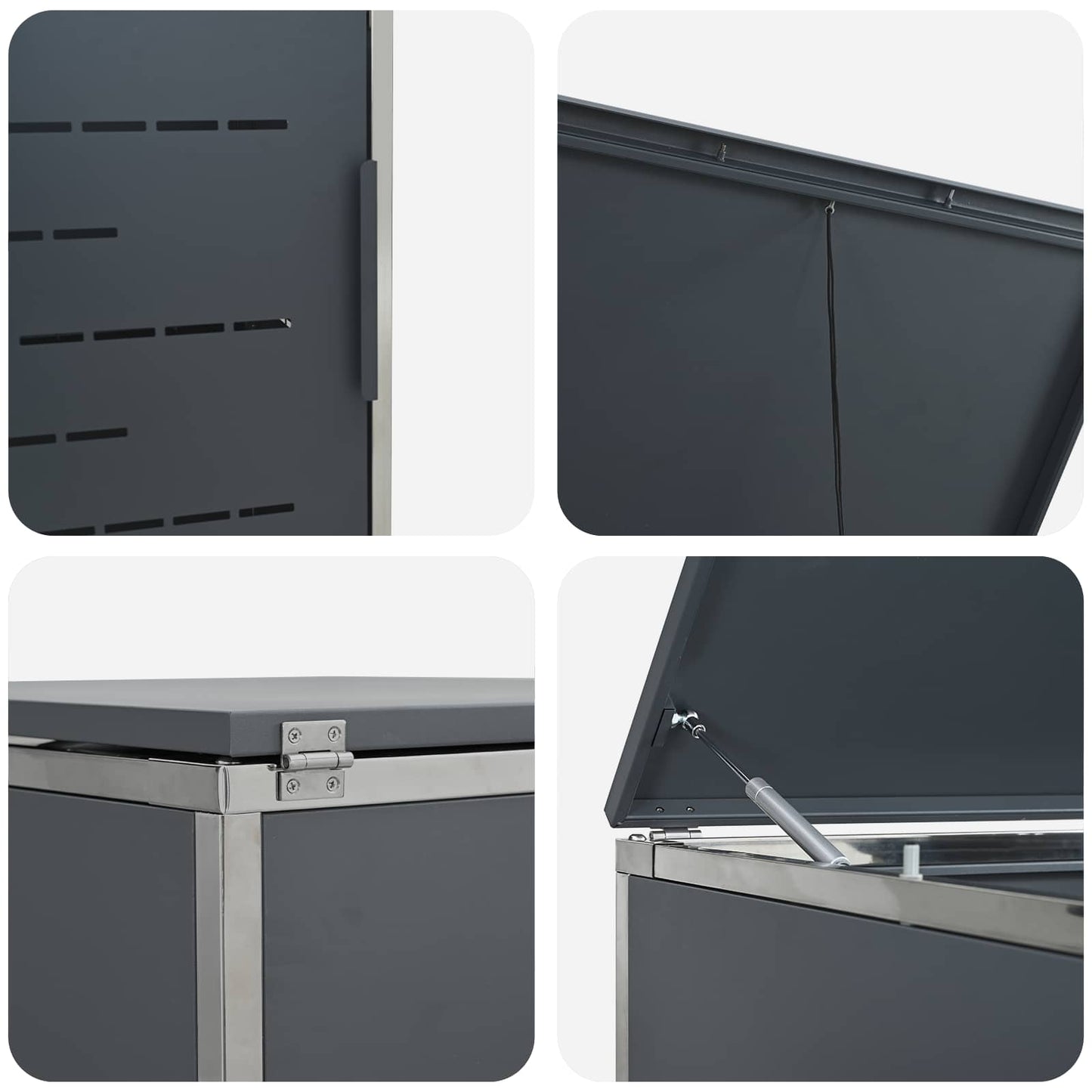 Kerekes Hulladékgyűjtő Tárolás Antracitszürke Rozsdamentes Acél