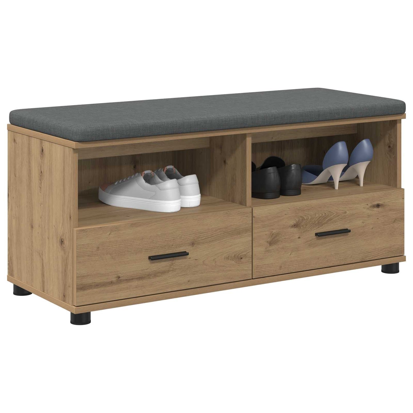 Cipőpad Párnával Kézműves Tölgy 100 x 38 x 46 cm Szerelt Fa