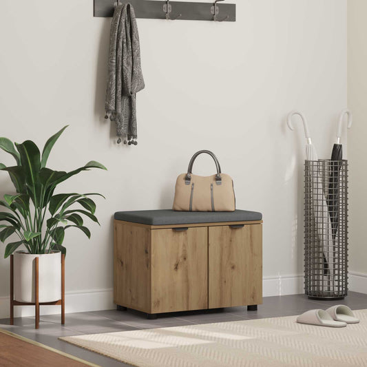 Cipőpad Párnával Kézműves Tölgy 60 x 38 x 46 cm Szerelt Fa