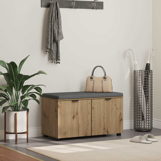 Cipőpad Párnával Kézműves Tölgy 80 x 38 x 46 cm Szerelt Fa