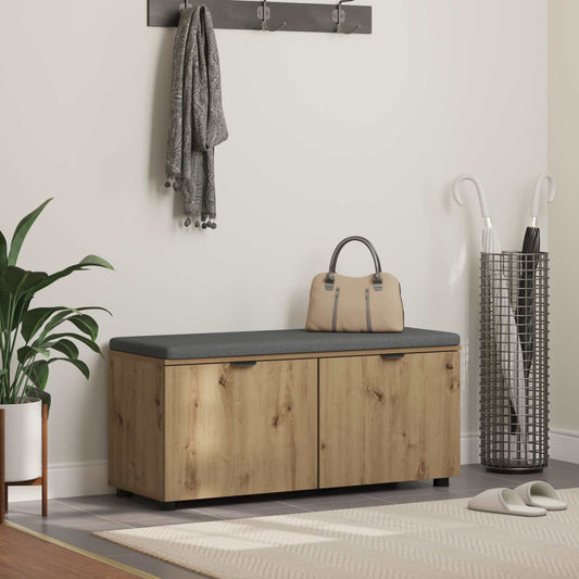 Cipőpad Párnával Kézműves Tölgy 100 x 38 x 46 cm Szerelt Fa