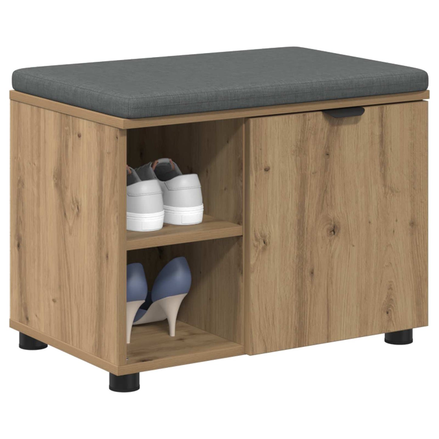 Cipőpad Párnával Kézműves Tölgy 60 x 38 x 46 cm Szerelt Fa