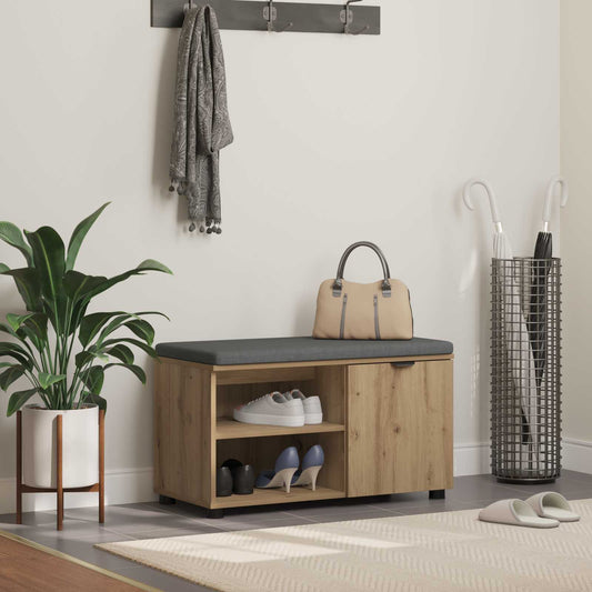 Cipőpad Párnával Kézműves Tölgy 80 x 38 x 46 cm Szerelt Fa