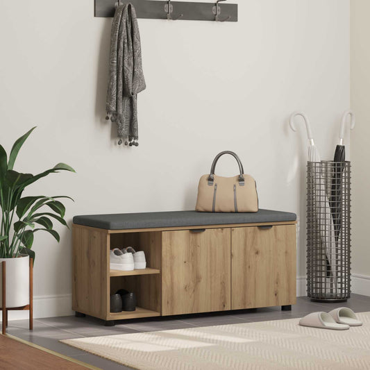 Cipőpad Párnával Kézműves Tölgy 100 x 38 x 46 cm Szerelt Fa