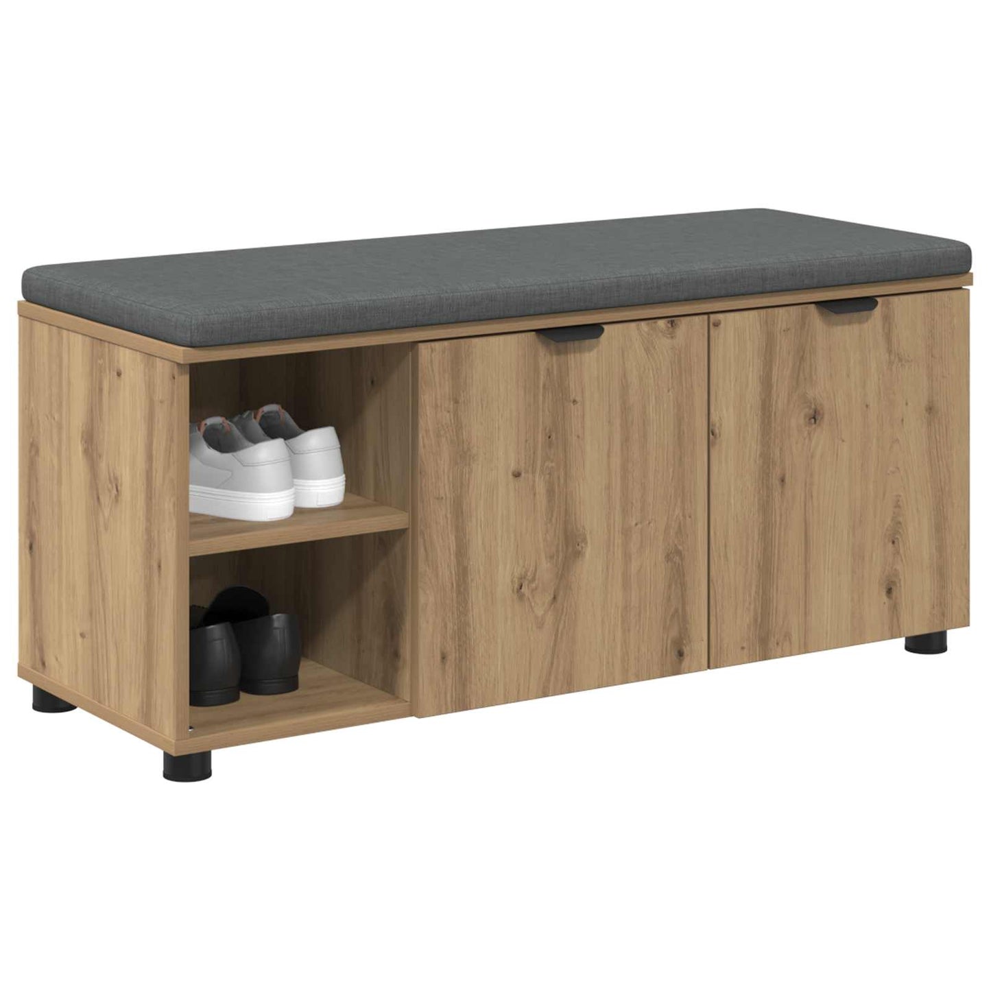 Cipőpad Párnával Kézműves Tölgy 100 x 38 x 46 cm Szerelt Fa