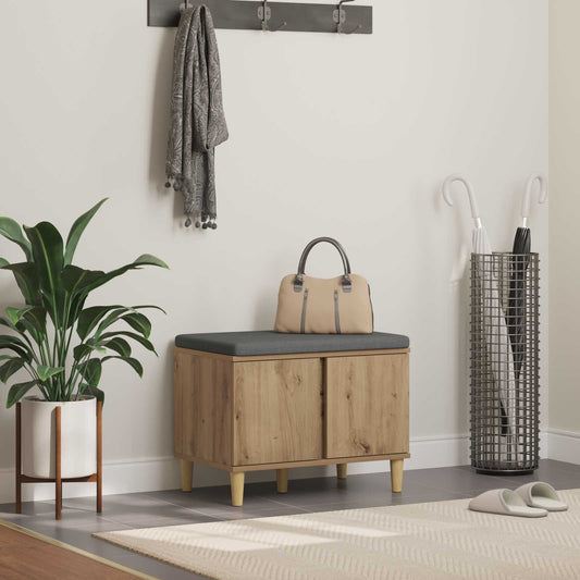 Cipőpad Párnával Kézműves Tölgy 60 x 38 x 46 cm Szerelt Fa