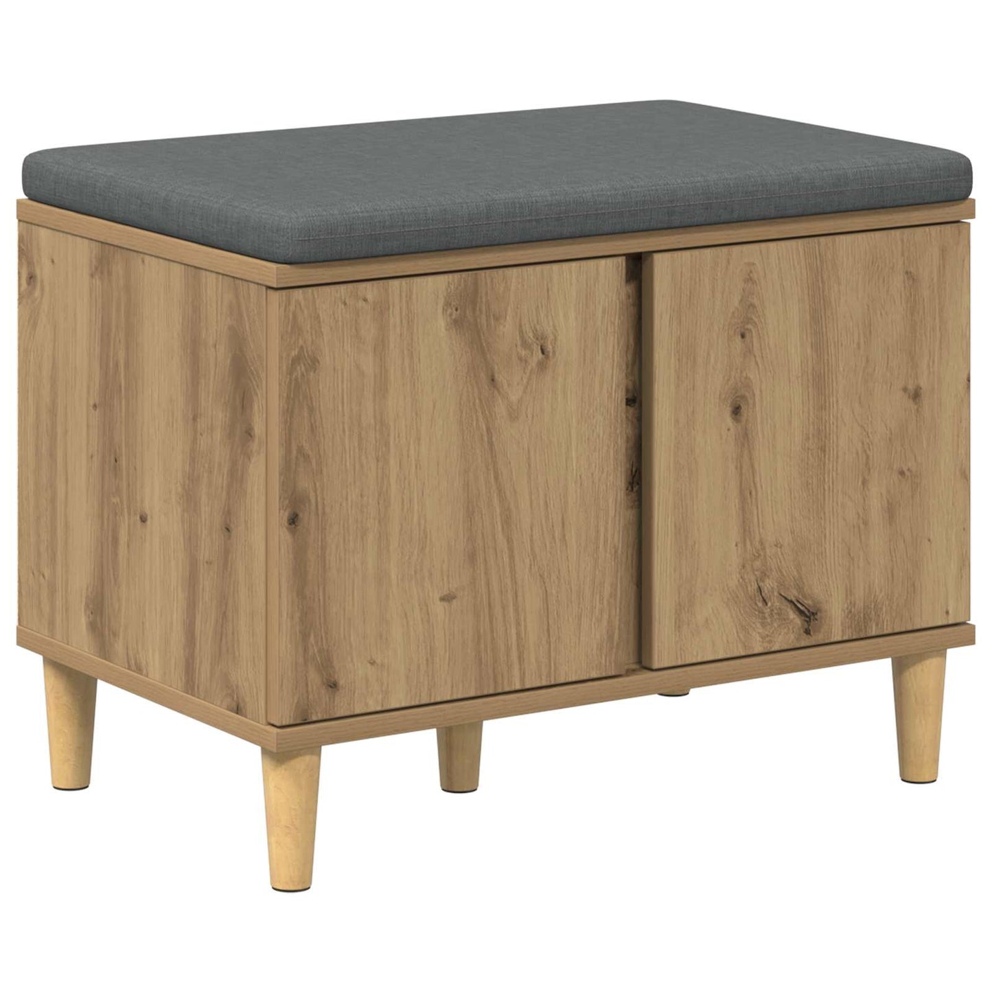 Cipőpad Párnával Kézműves Tölgy 60 x 38 x 46 cm Szerelt Fa