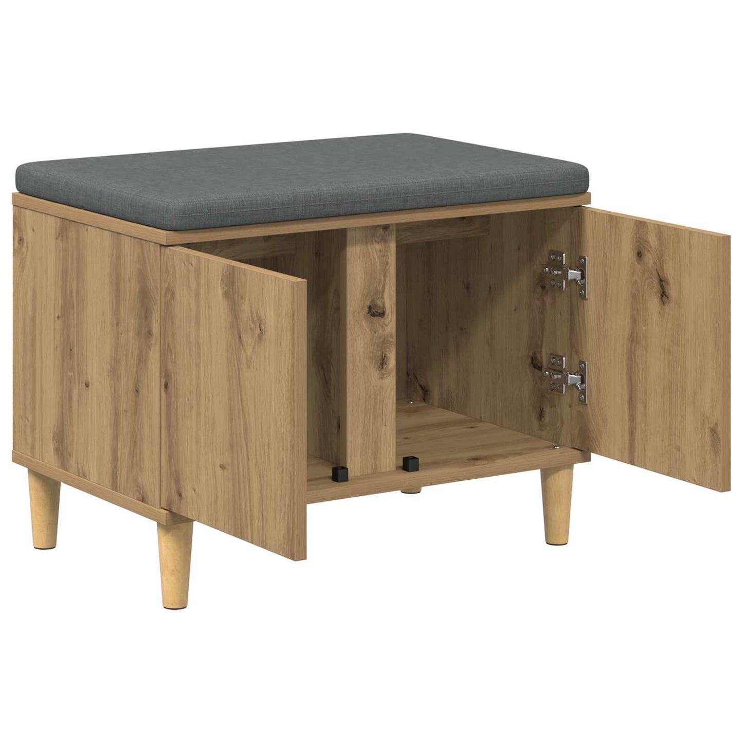 Cipőpad Párnával Kézműves Tölgy 60 x 38 x 46 cm Szerelt Fa