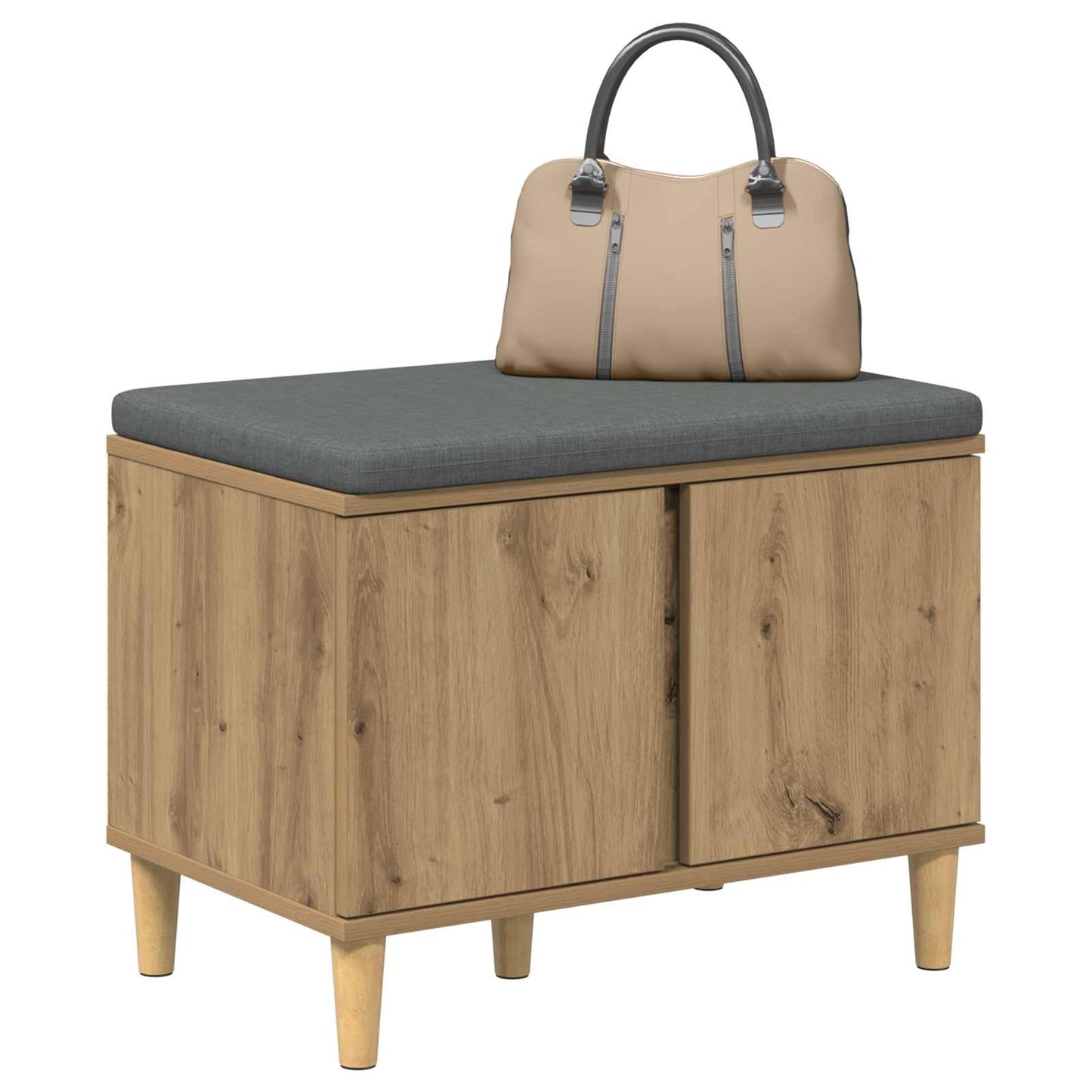 Cipőpad Párnával Kézműves Tölgy 60 x 38 x 46 cm Szerelt Fa
