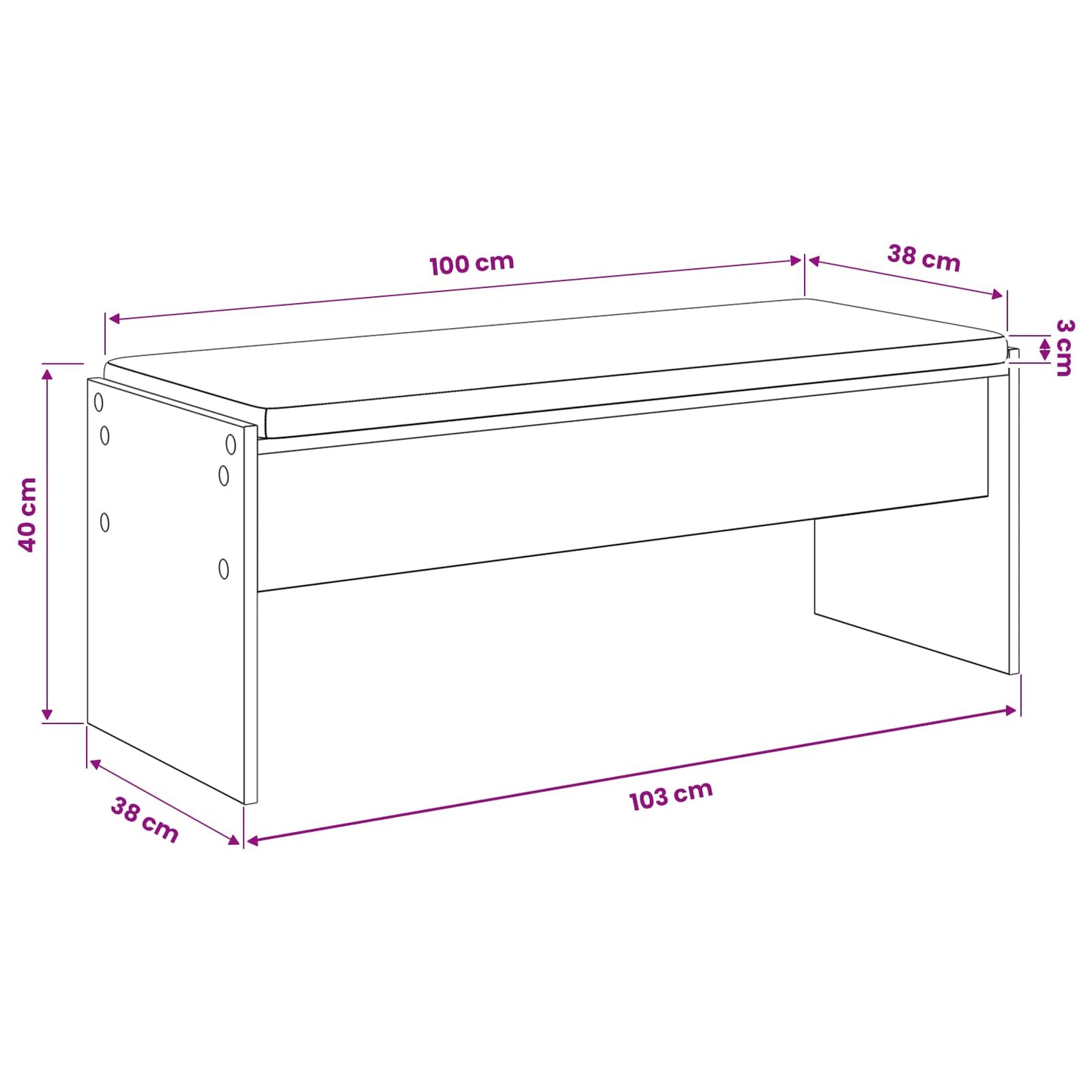 Cipőpad Párnával Kézműves Tölgy 103 x 38 x 40 cm Szerelt Fa