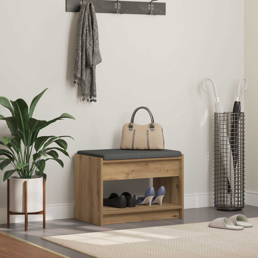 Cipőpad Párnával Kézműves Tölgy 63 x 38 x 45 cm Szerelt Fa