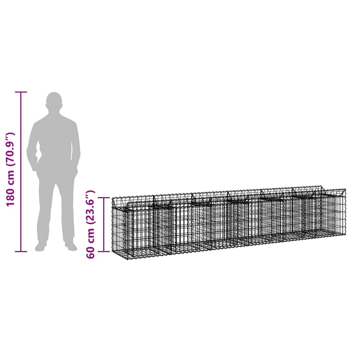 Gabion emelt ágy 2 pcs Ezüst