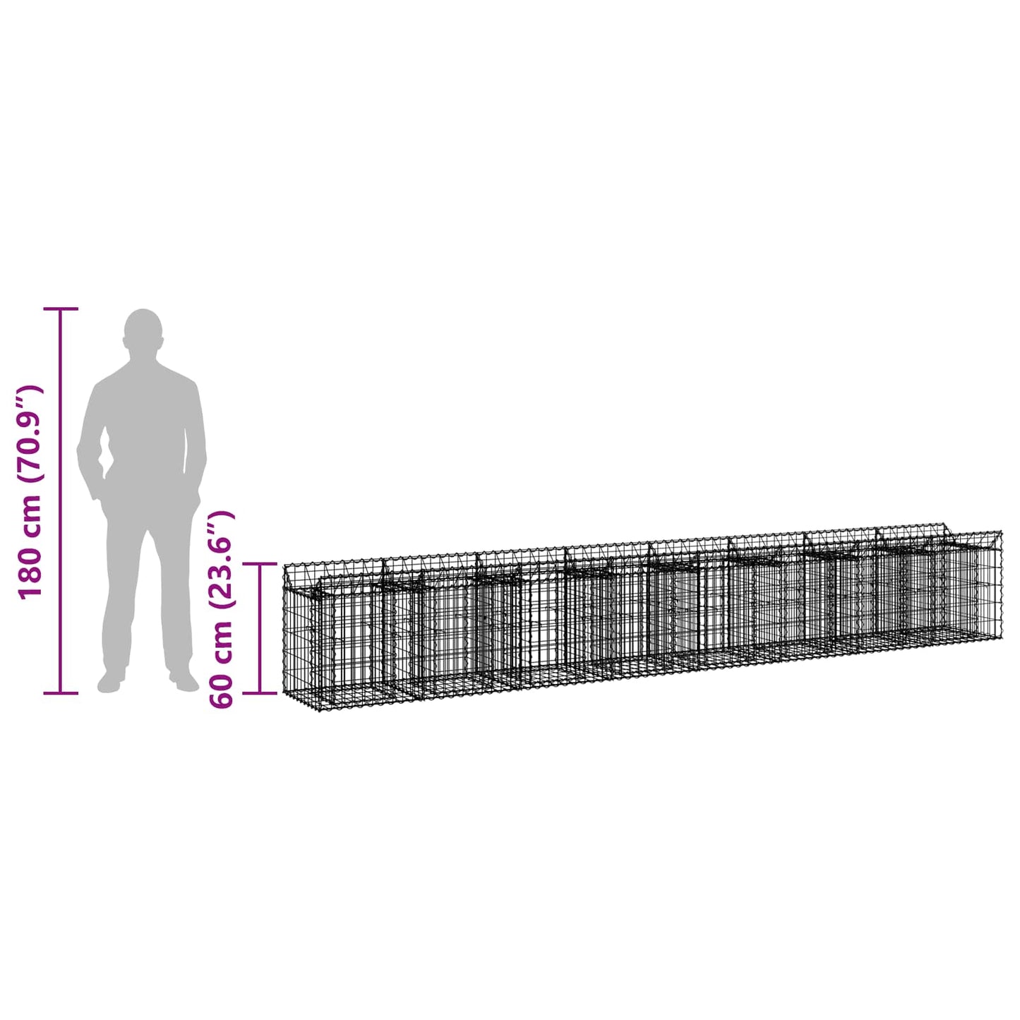 Gabion emelt ágy 2 pcs Ezüst
