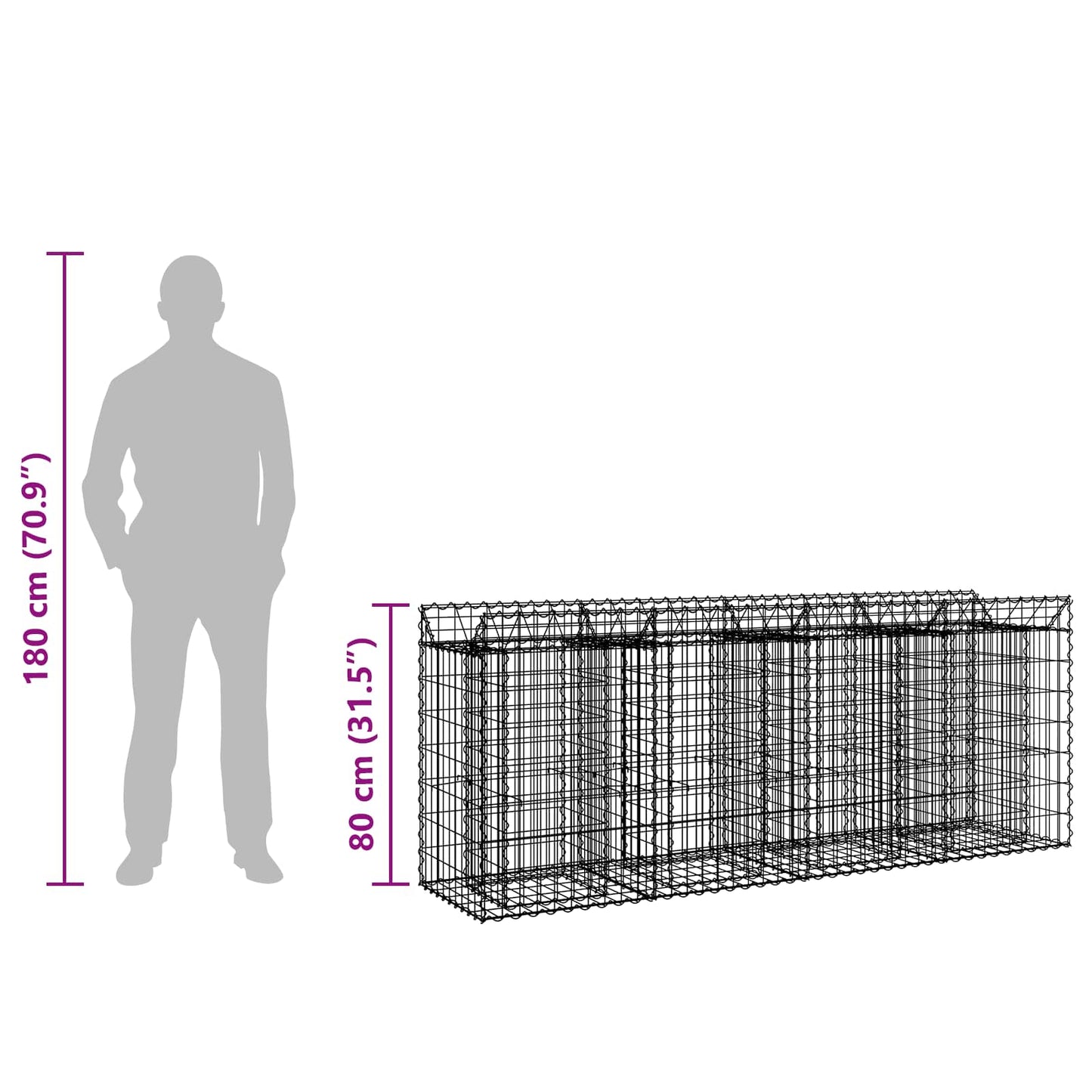 Gabion emelt ágy 2 pcs Ezüst