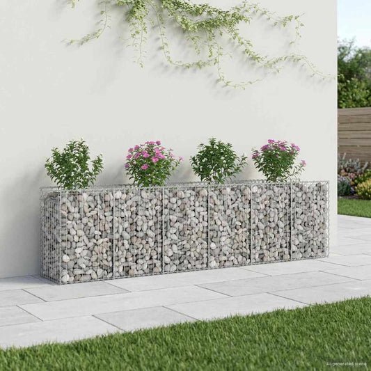 Gabion emelt ágy 2 pcs Ezüst