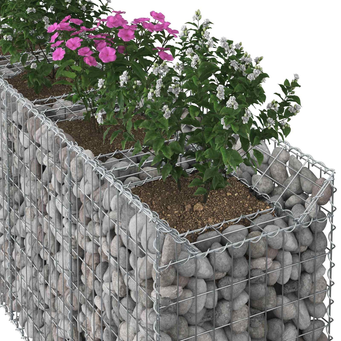 Gabion emelt ágy 3 pcs Ezüst