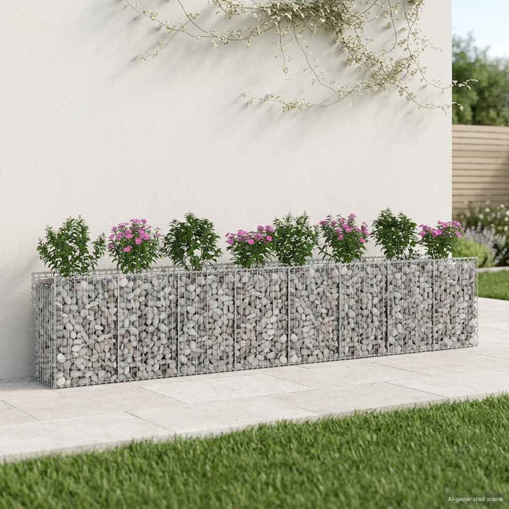 Gabion emelt ágy 3 pcs Ezüst