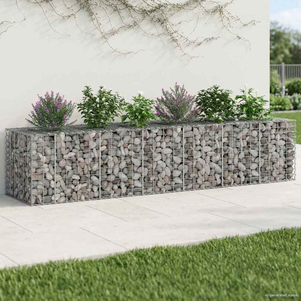 Gabion emelt ágy 2 pcs Ezüst 260 x 60 x 55 cm Horganyzott acél